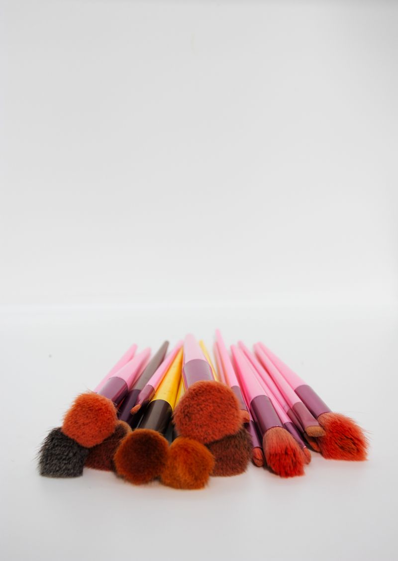 Stacked makeup brushes