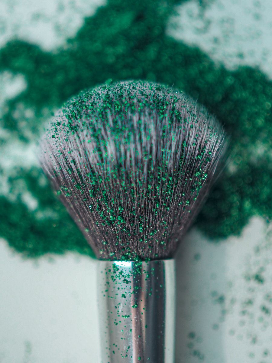 Macro close-up of a makeup brush