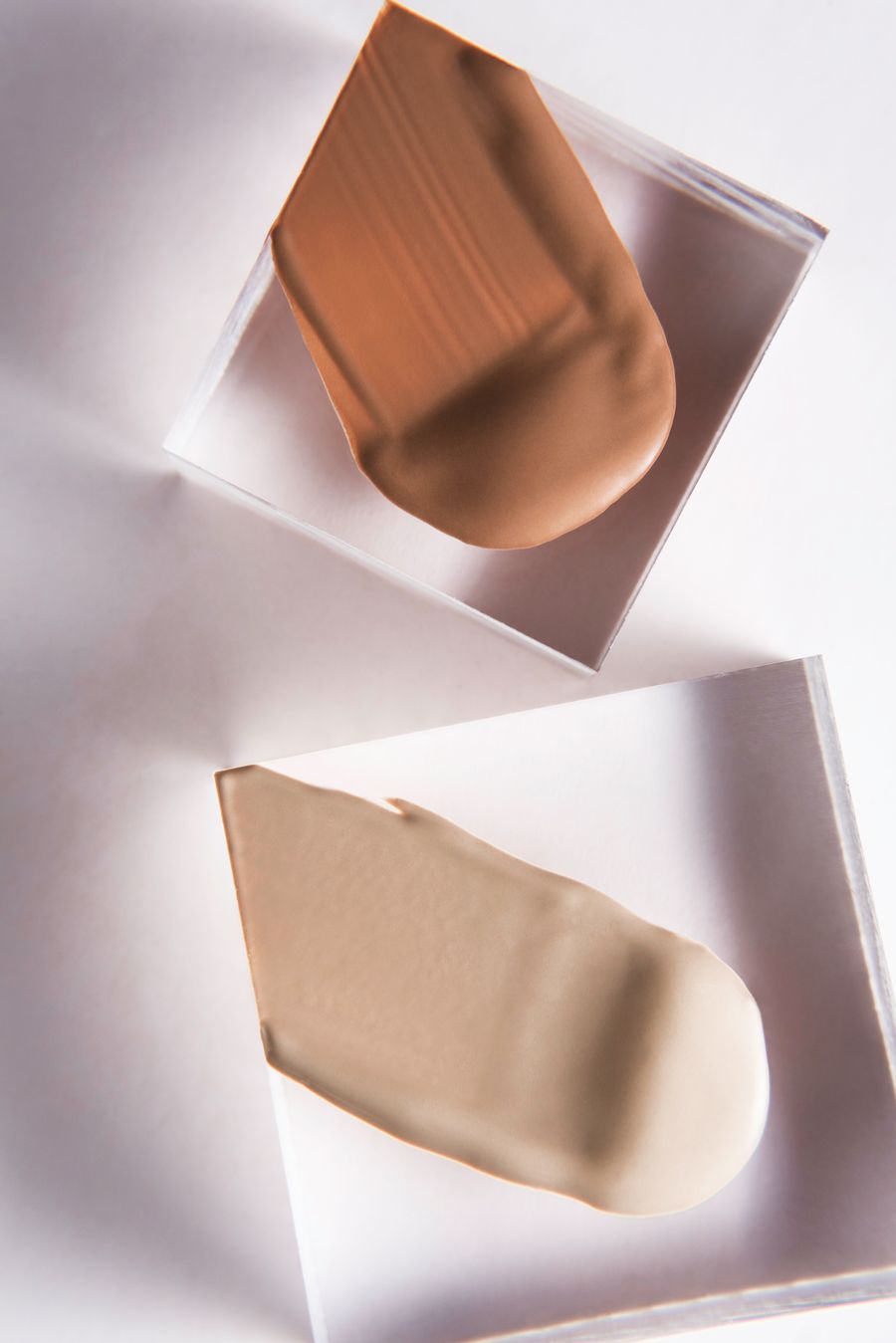Foundation swatches showing different textures